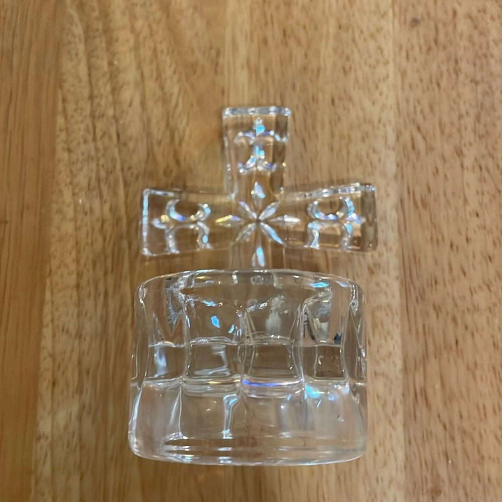 Glass Cross Tea Light Holder